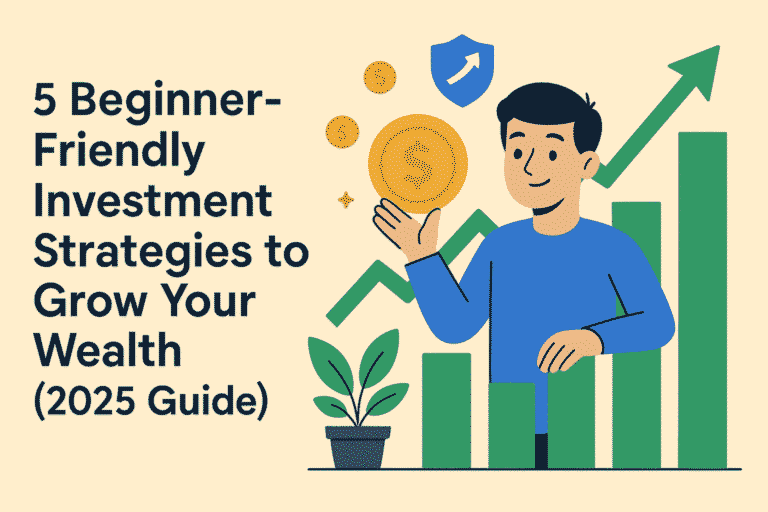A small plant growing out of stacked coins, symbolizing wealth growth through Beginner-friendly investment strategies.