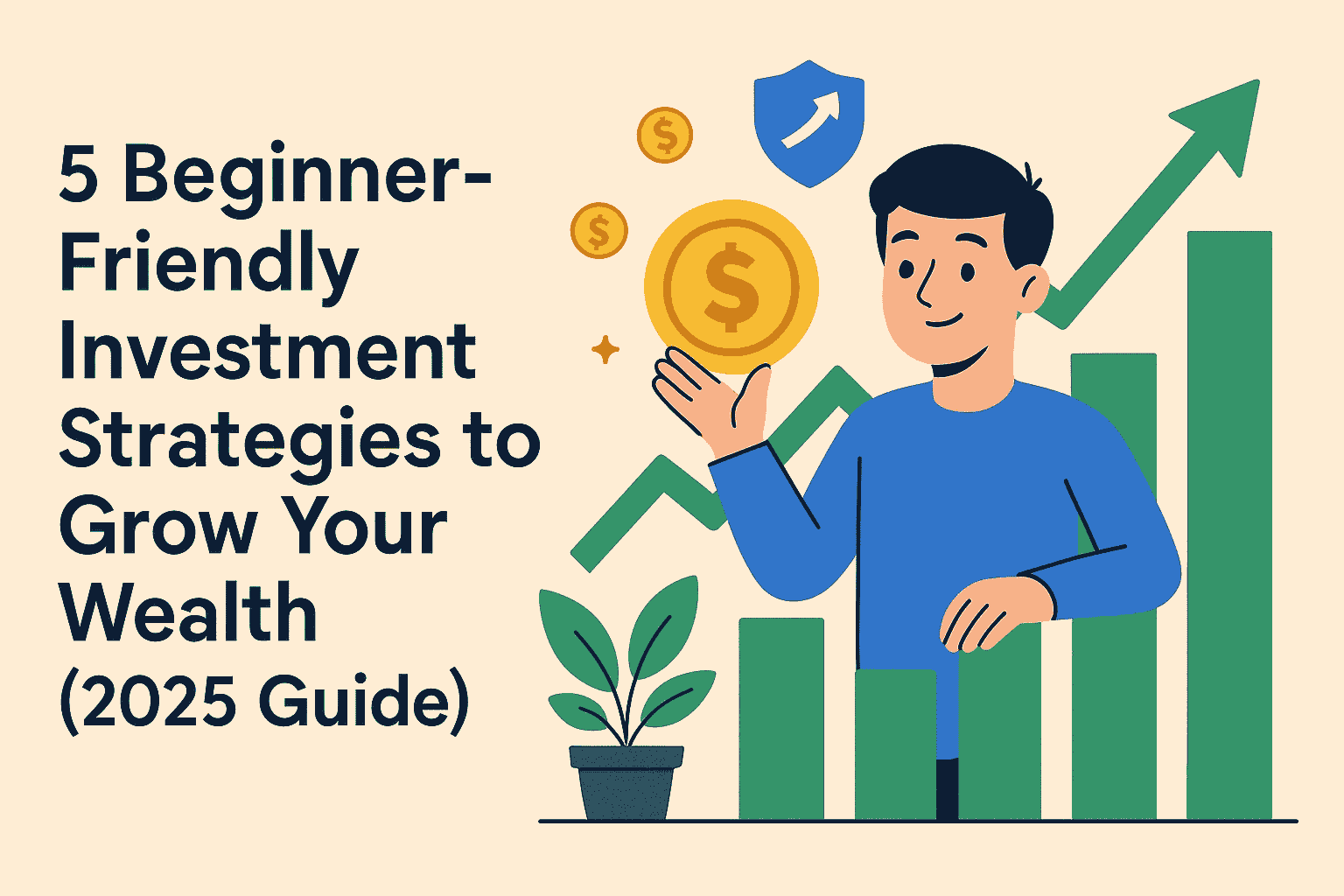 A small plant growing out of stacked coins, symbolizing wealth growth through Beginner-friendly investment strategies.