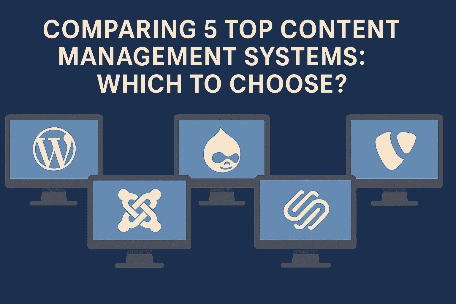 A user contemplating different website platforms on a screen, symbolizing the decision among the best CMS platforms 2025.