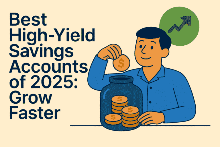 Stack of coins with high APY text, representing best high-yield savings accounts 2025