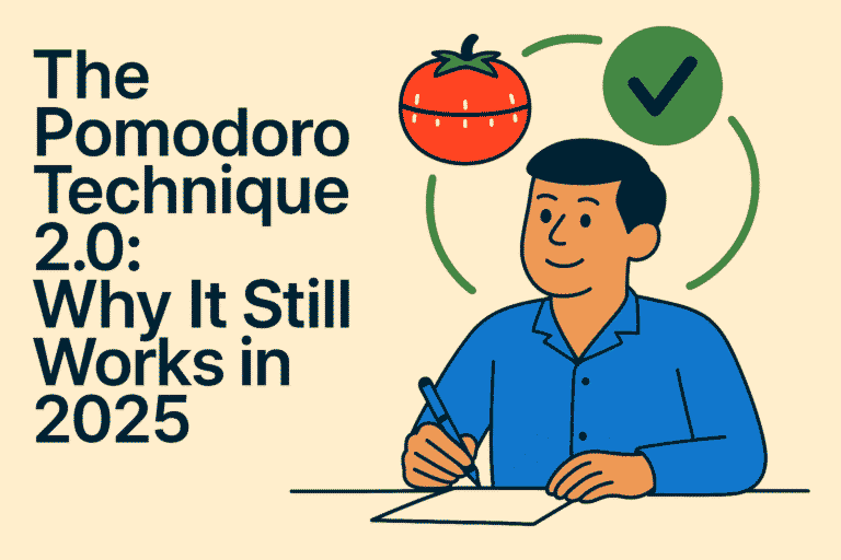 Pomodoro Technique 2.0 timer with digital distractions and focused work setup 2025